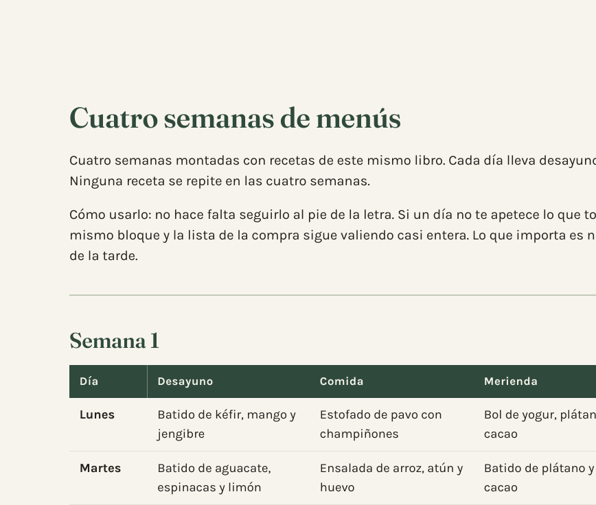 Una semana de menús